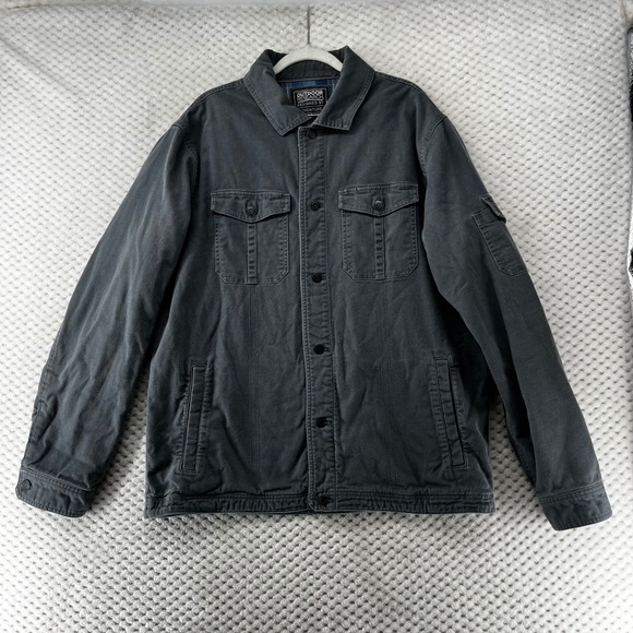 Outdoor Research Deadpoint Jacket Chore Coat Flannel Lined Button Gray Mens‎ L/G - Picture 1 of 9